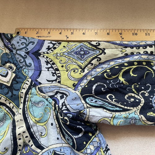 Koret Quilted Jacket Women Extra Large Blue Yellow Paisley Open Front Flip Cuff - Picture 8 of 11