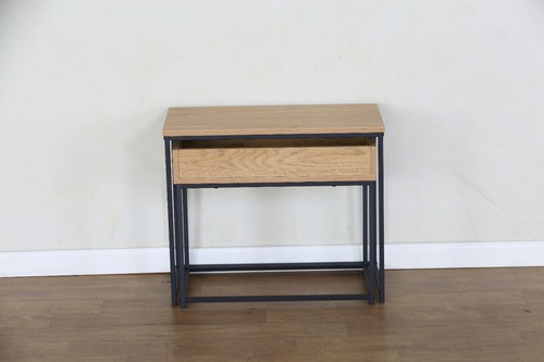 Nesting Coffee Tables Set of 2 Nest Stacking Side End Table Steel Metal Frame - Picture 6 of 12