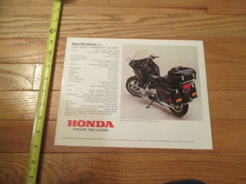 Honda Motorcycle Gold Wing Interstate 1981 Vintage Dealer Sales Brochure - Picture 3 of 3