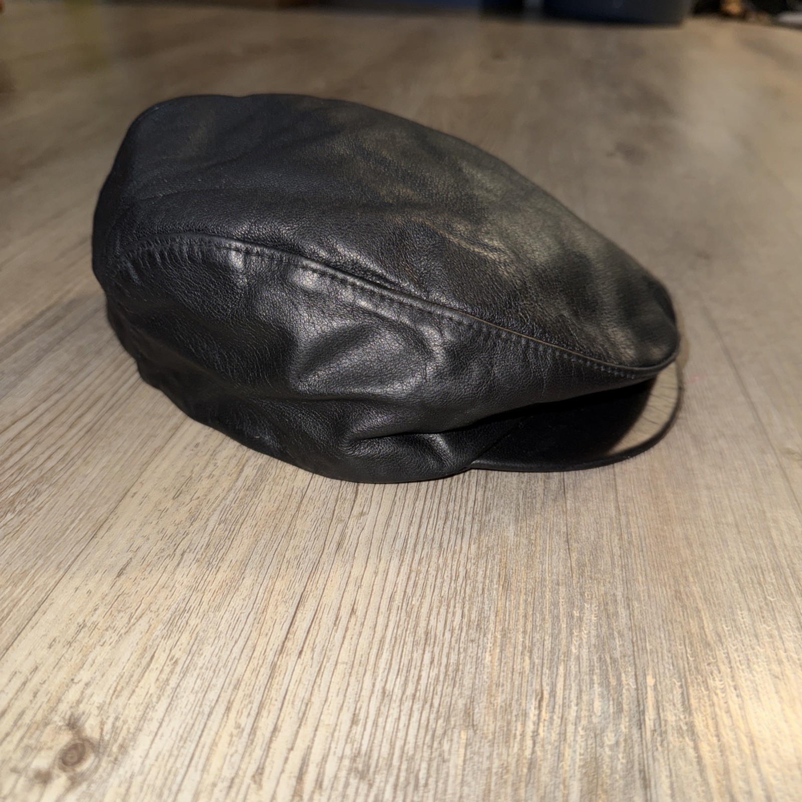 Capas Headwear Vintage Hat New York Lambskin Leather Newsboy Cabbie Cap Black