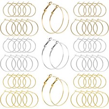 60Pcs Hoop Earring Findings Stainless Steel Earrings Beading Round Earrings O...
