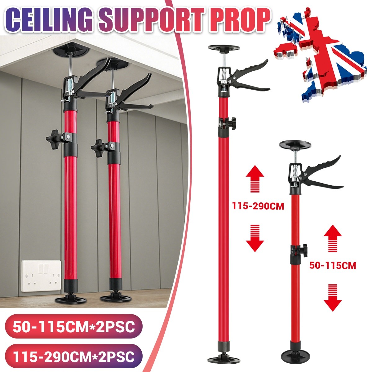 Adjustable Support Rod Labor-Saving Arm Jack Telescoping Lifting Support Pole E1