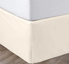 Queen Bed Skirt 18 Inch Drop White Pleated Design Split Corners Wrinkle