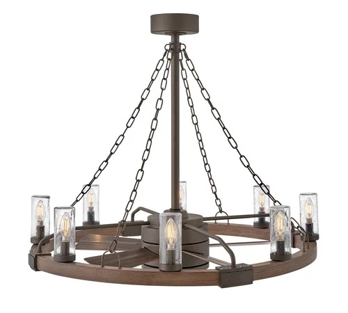 36" Sawyer Bronze Wet-Rated LED Fandelier Wagon Wheel Smart Fan - Picture 4 of 10