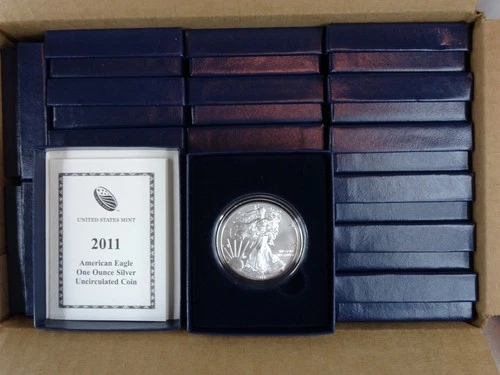 (20) 2011-W American Silver Eagle Burnished 1 oz .999 US Mint $1 Coin OGP COA