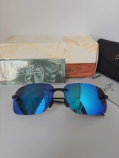 Maui Jim Polarized Sunglasses 422-16 Matte black frameless blue lens 63/13-127