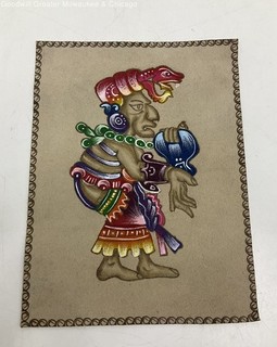 MAYAN IXCHEL GODDESS EL CARGADOR DIOSA ON SHEEPSKIN ART