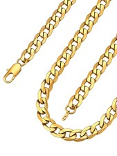 ChainsPro Gold Cuban Link Chain/Silver Men s Chain/Black Necklace Hypoal