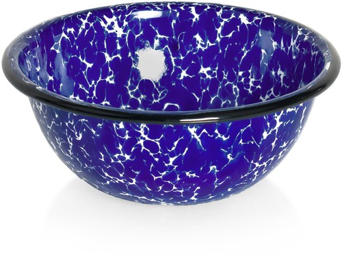 Red Co. Set of 4 Enamelware Metal Classic 20 oz Round Cereal Bowl Navy Blue M... - Picture 7 of 9