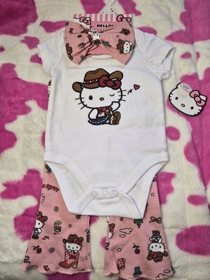3 Months Hello Kitty Cowgirl 3-Set Outfit - New, see description