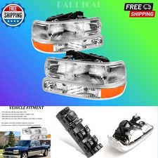 Headlights Assembly for 1999 2000 2001 2002 Chevy Silverado 1500 2500