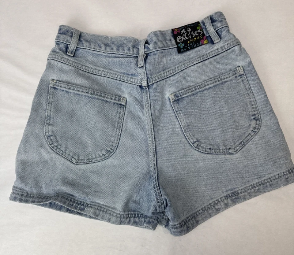 Vtg 80s No Excuses Embroidered Floral Jean Short Festival Grunge Y2K High Rise 9 - Image 2 of 4