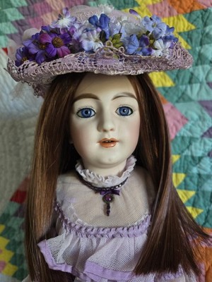 Reproduction German Simon & Halbig Bisque Head 1159 Lady Doll Purple 26'' 2 WIGS