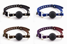 Rubber Ball Gag Adjustable Suede Strap BDSM Restraint Toy