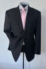 Current 2000 Canali Two Buttons Dual Vents Flat Front Men Black Suit 42 R