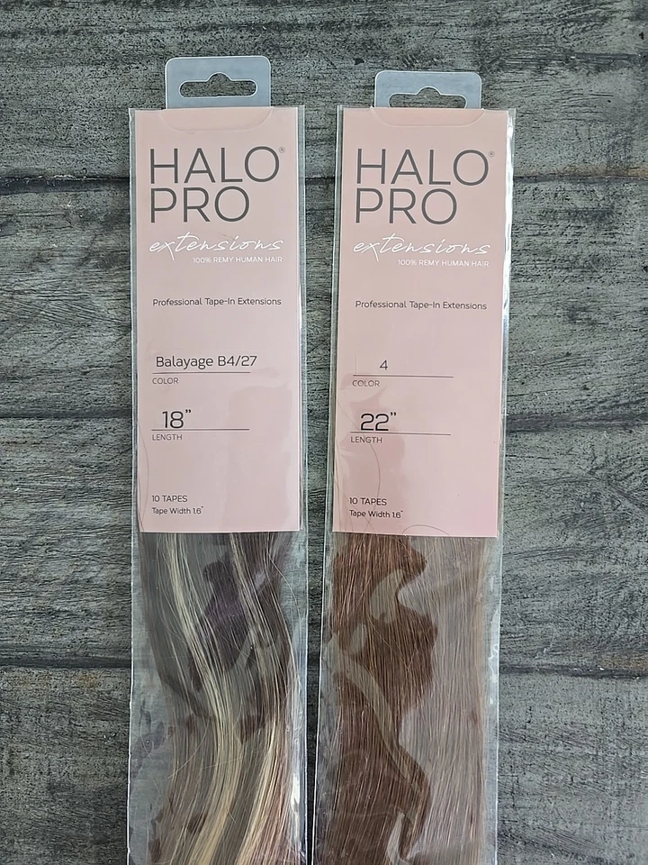 Extensiones de cabello humano 100 % con cinta Halo Pro 4 y B4/27 + cintas de repuesto de 60 quilates Foto 2 de 4