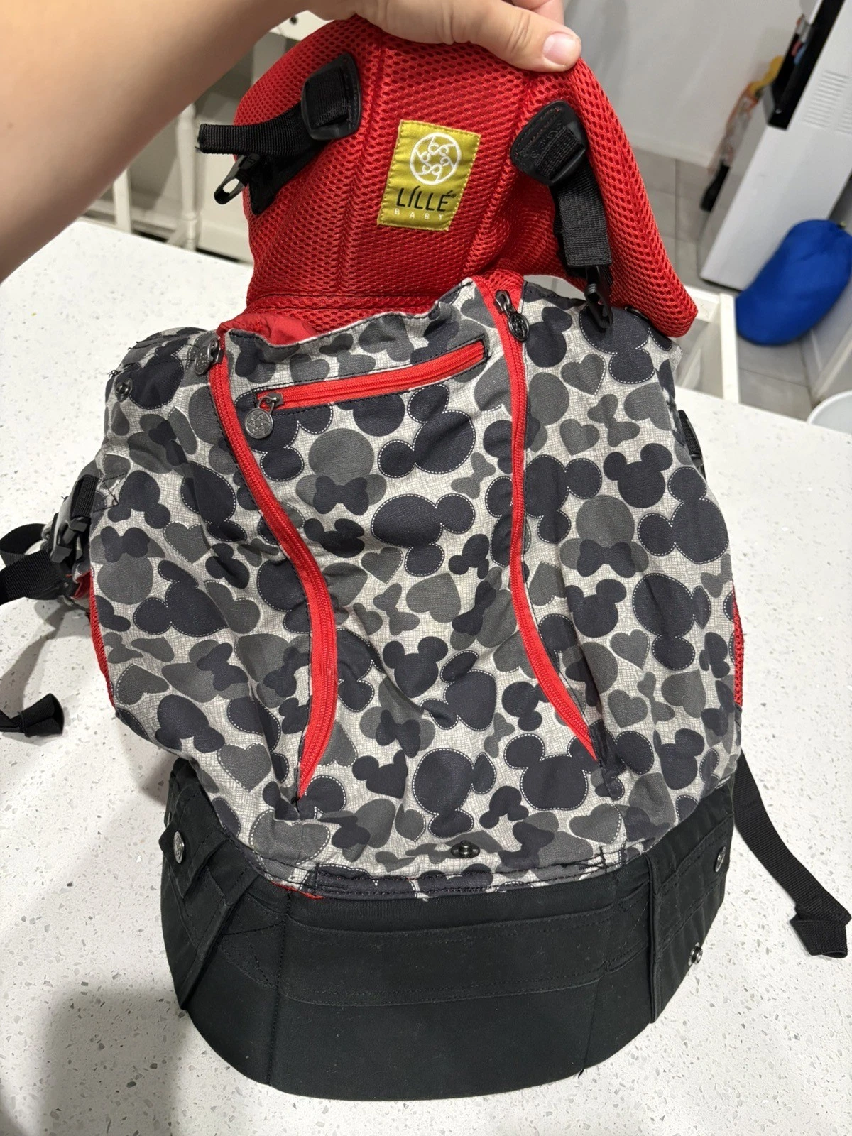 LILLE BABY Disney Mickey Mouse RED Stitch Baby Infant Toddler Carrier 6 Position