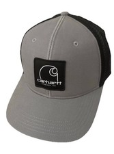 Carhartt Mens Trucker Hat Patch Logo Work Outdoor Gray Black One Size NEW