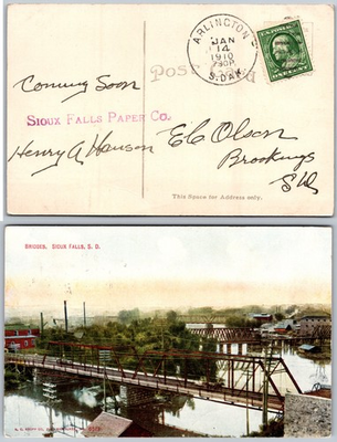 #ad Bridges Sioux Falls SD Postcard $4.87