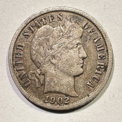 1902 Barber Dime Silver Liberty Head Nice Details Solid Type Coin for Album