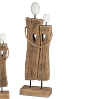 Dekoobjekt Paar Umarmend Auf Fuß H. 38Cm Naturbraun Weiß Aus Holz Formano