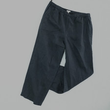 Eileen Fisher Crop Pants Womens Medium Faded Black Organic Linen Wide Leg