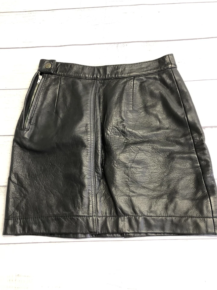 Saia esportiva feminina vintage Esprit couro preto 5/6 mini cintura alta Coreia anos 90 - Imagem 4 de 4