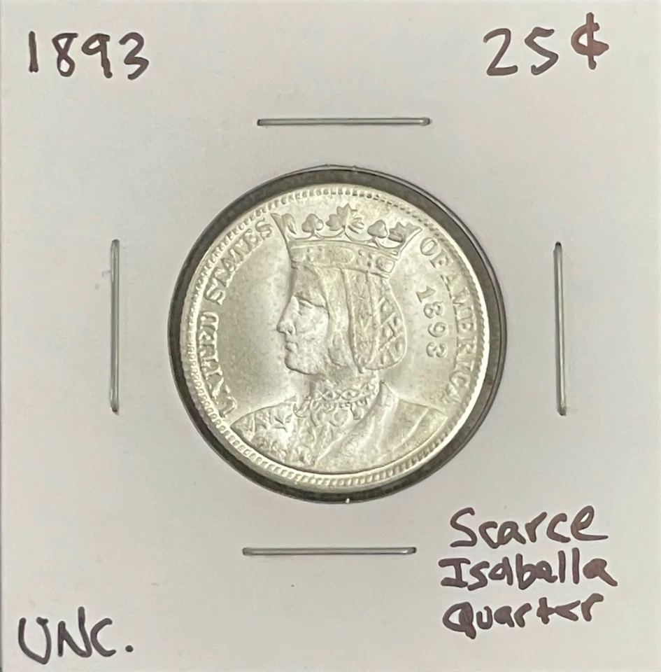 1893 Isabella 90% Silver Quarter CHOICE BU Columbian Exposition - Image 2 of 4