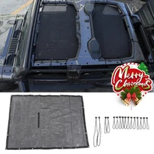 Black Sunshade Mesh Top Roof Cover Sun shade for Jeep Wrangler JL 18-23 JT 4Door