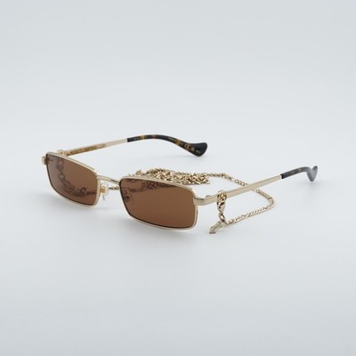 Gucci GG1600 002 Gold with Gold Chain/Brown 56-18-140 Sunglasses