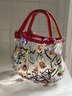 Vintage Murano Style Hand Blown Art Glass Purse Vase Handbag Millefiori Red