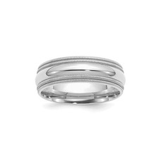 Sterling Silver Double Milgrain Wedding Band Polished 7mm Beaded Borders