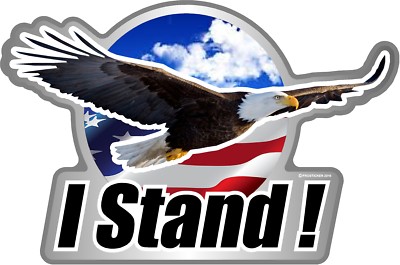 ProSticker 232V (One) I Stand For the National Anthem flag Support Eagle Decal