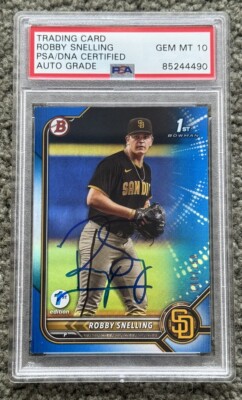 Bowman Draft 2022 Robby Snelling #BDC-82 1st Blue Refractor PSA 9