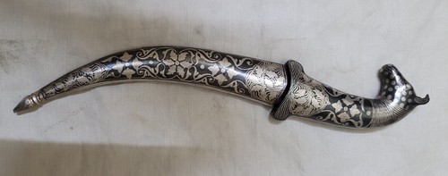 Vintage Collectible Indopersian Mugal Silver Koftgiri Work Damascus Dagger Horse - Picture 6 of 8