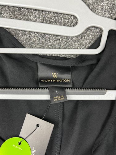Abito Worthington donna grande mini linea A casual senza maniche tinta unita nero - Foto 3 di 9