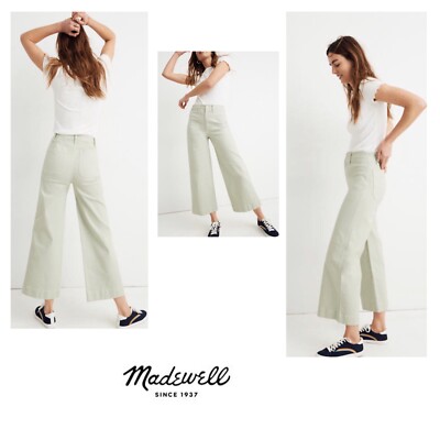 NEW Madewell Emmett Wide Leg Crop Pants Sz 31P Light Green Sea