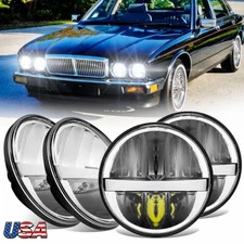 Newest 4PCS 5.75" Round LED Headlights DRL High-Low Beam for Jaguar XJ6 XJS XJ12