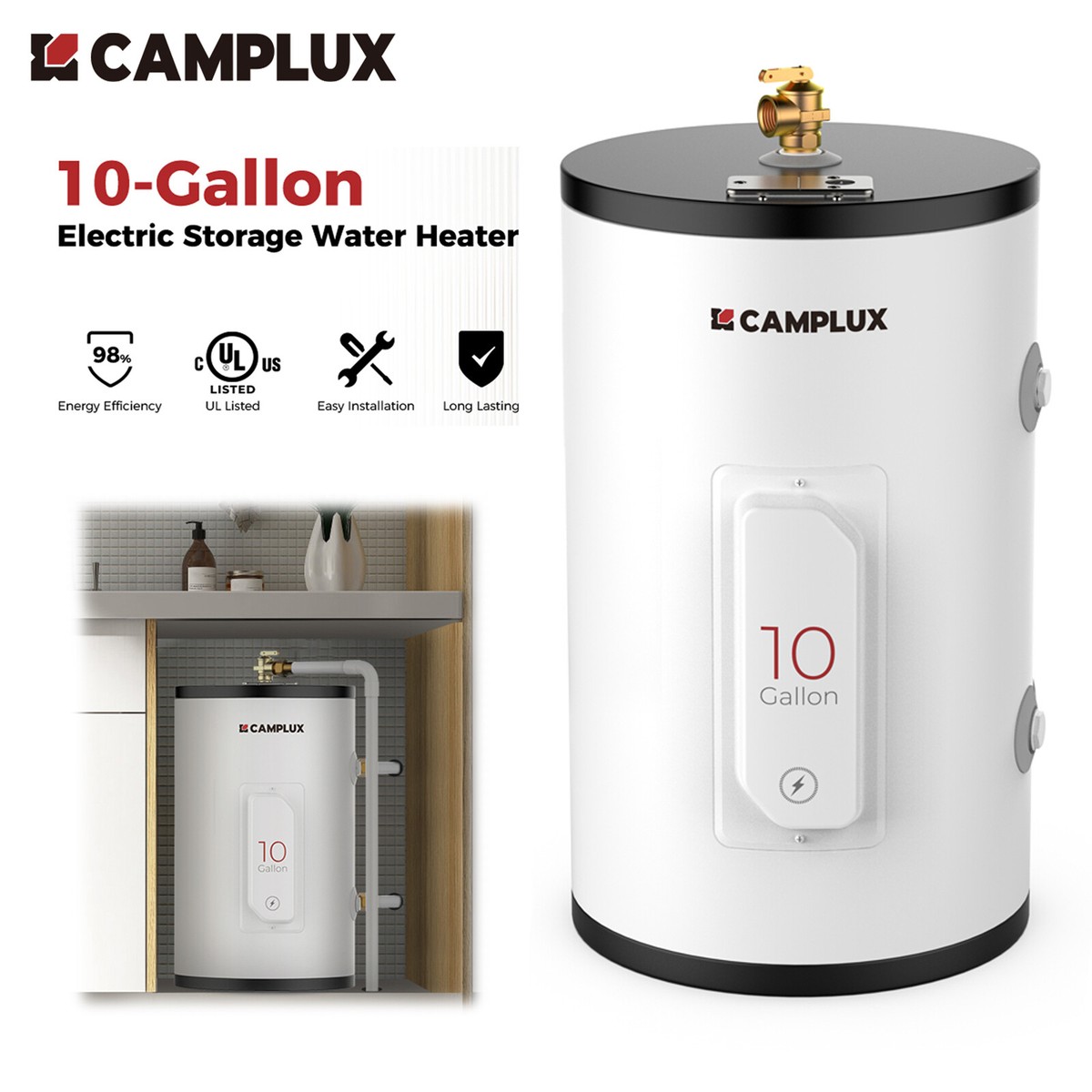 10 Gallon Point of Use Electric Water Heater 120V Whole House Hot