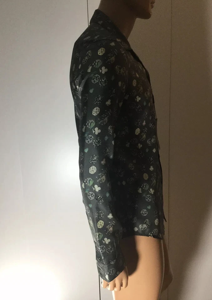 Camisa de pijama DOLCE & GABBANA gris estampado de dados SEDA ROPA DE DORMIR talla IT 5/ EE. UU. M Foto 4 de 4