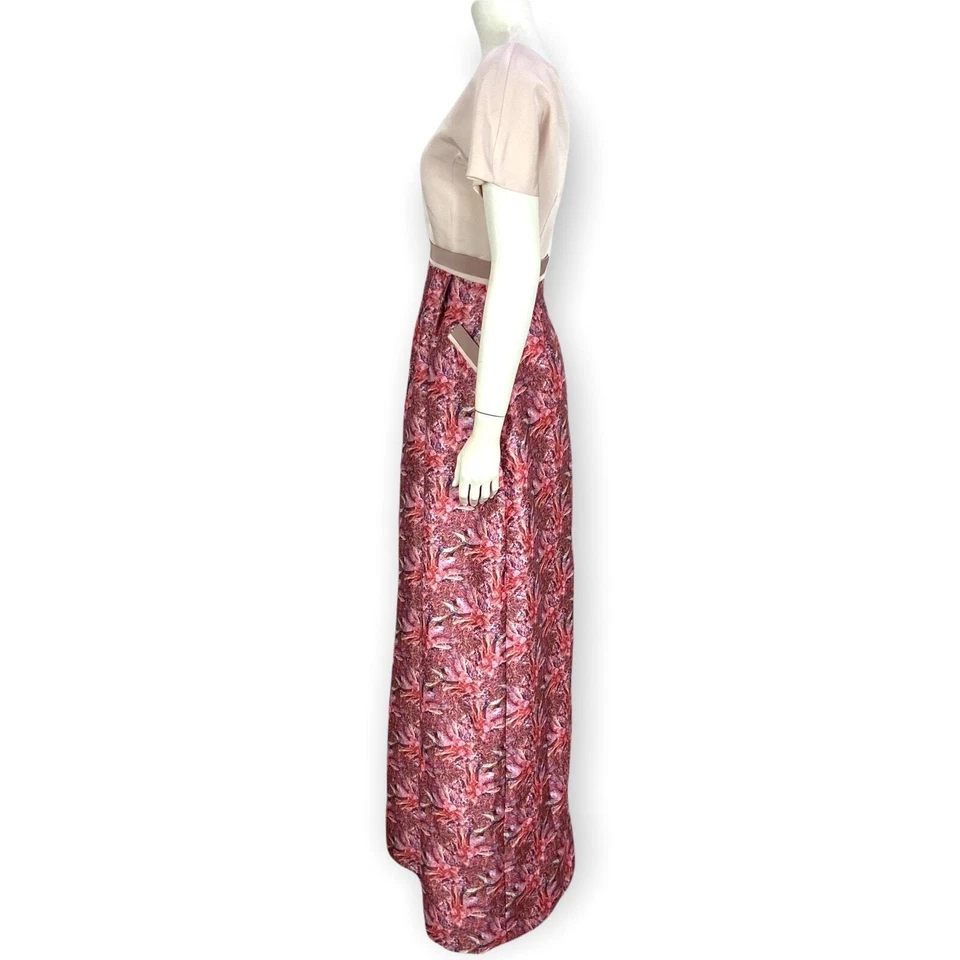 Vestido Floral Rosa David Peck Talla 2 Vestido Formal de Seda Hasta el Suelo Foto 4 de 4
