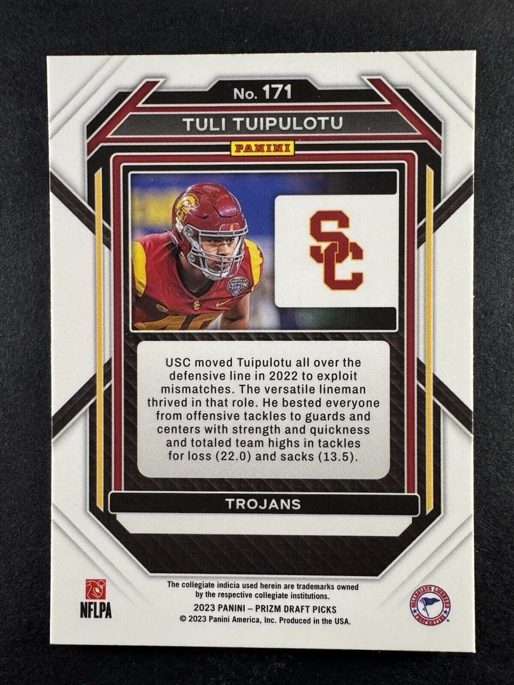 2023 Panini Prizm Draft Picks #171 Tuli Tuipulotu Rookie Card - Image 2 of 2