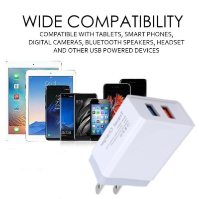 Dual USB Port 5V 2.4A US Plug in Home Travel Fast Wall Charger Charging Adapter