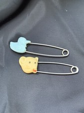 Two 1960s vintage Bear And Duck diaper pins