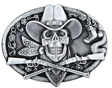 Cowboy Skull Belt Buckle Western Gothic Biker Style Snake Guns Rodeo Punk