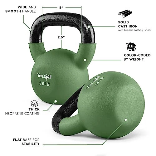 Conjuntos de kettlebell e revestidos de neoprene Yes4All - Pesos de mão para academia em casa e halteres - Imagem 3 de 4
