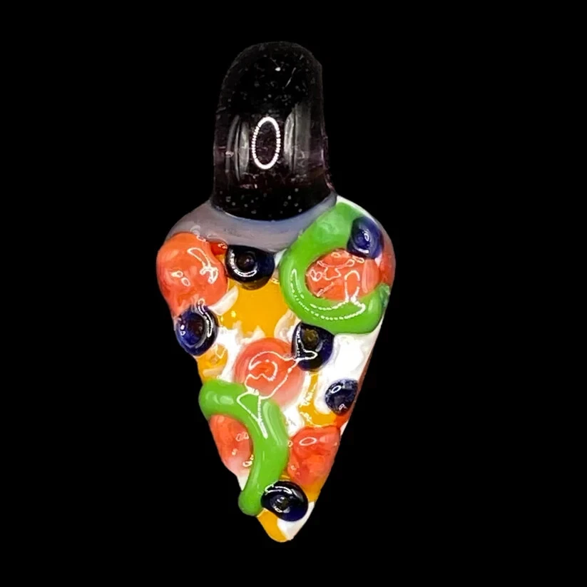 Pendentif en verre à pizza   tranche de pendentif en verre à pizza suprême