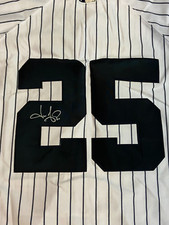 JASON GIAMBI AUTOGRAPHED SIGNED NEW YORK YANKEES JERSEY #25 PINSTRIPES SIZE 52
