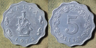 Malta : 1972 5 Mils Gem BU #7 IREC2246