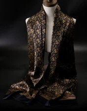100% Silk mulberry twill Scarf men women neckerchief Wrap Paisley navy QS175-13